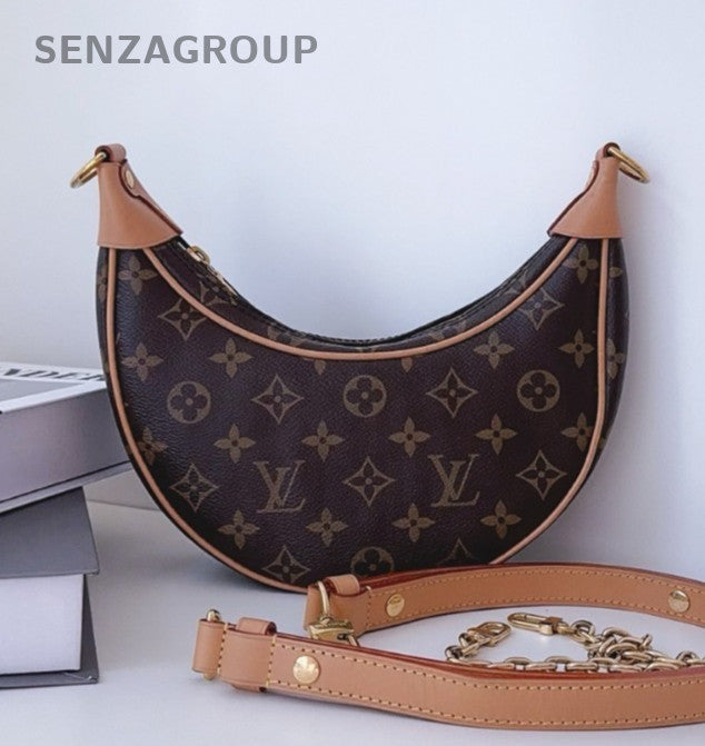 Louis Vuitton Monogram Hobo Shoulder Bag Brown Gold Used Women Classic