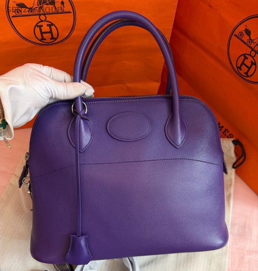 Hermes Bolide31 Top Handle Bag Shoulder Bag Crossbody Purple Silver Women