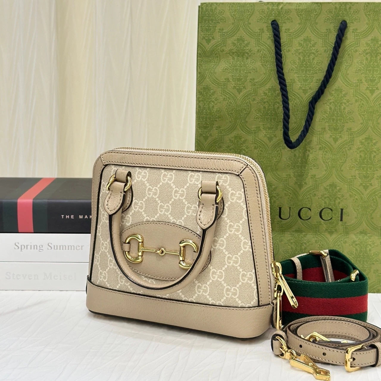 GUCCI 1955 Monogram Canvas Mini Shell Crossbody For Women