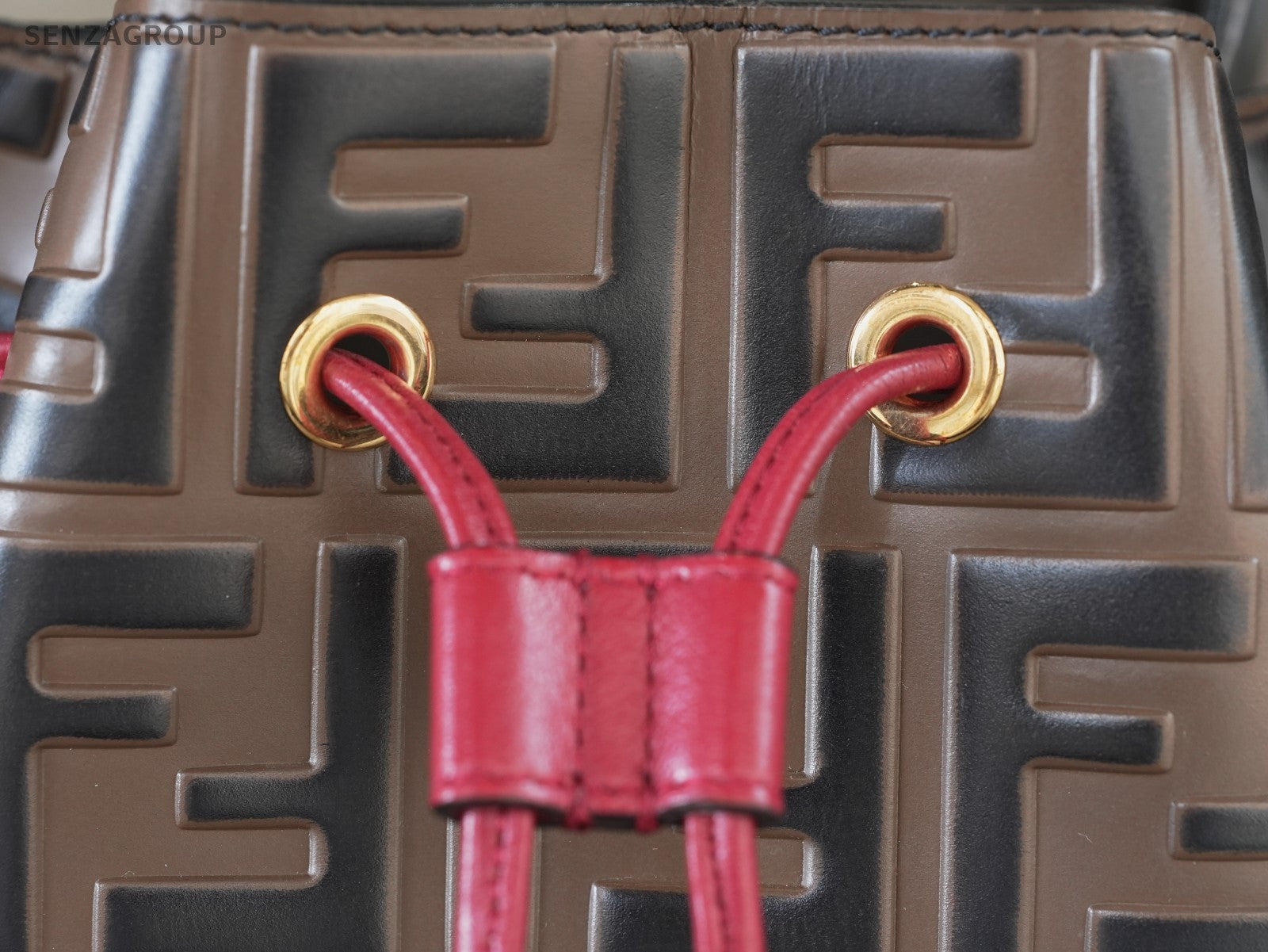 FENDI Classic Logo Bucket Drawstring Shoulder bag Brown