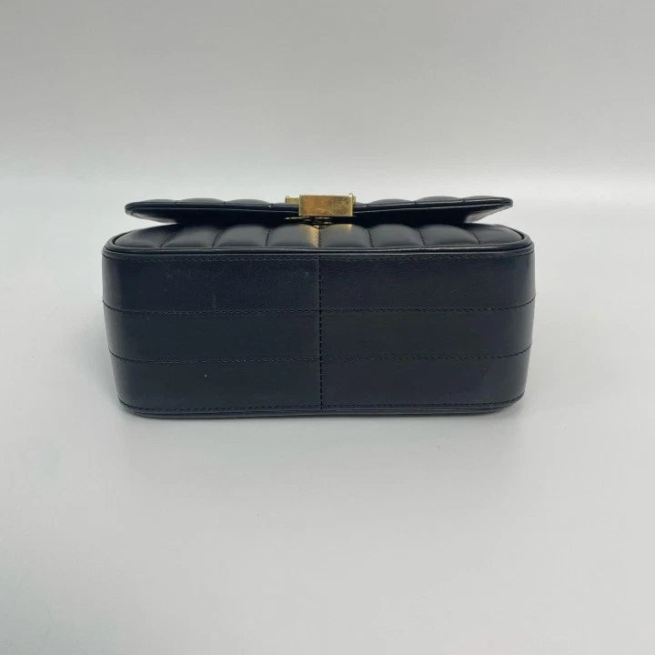 YSL Saint Laurent Vicky Medium Black Gold Square Shoulder Bag For Women