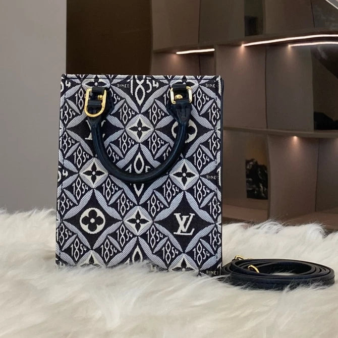 Louis Vuitton Petit Sac Plat Denim Monogram Mini Handbag Crossbody Bag