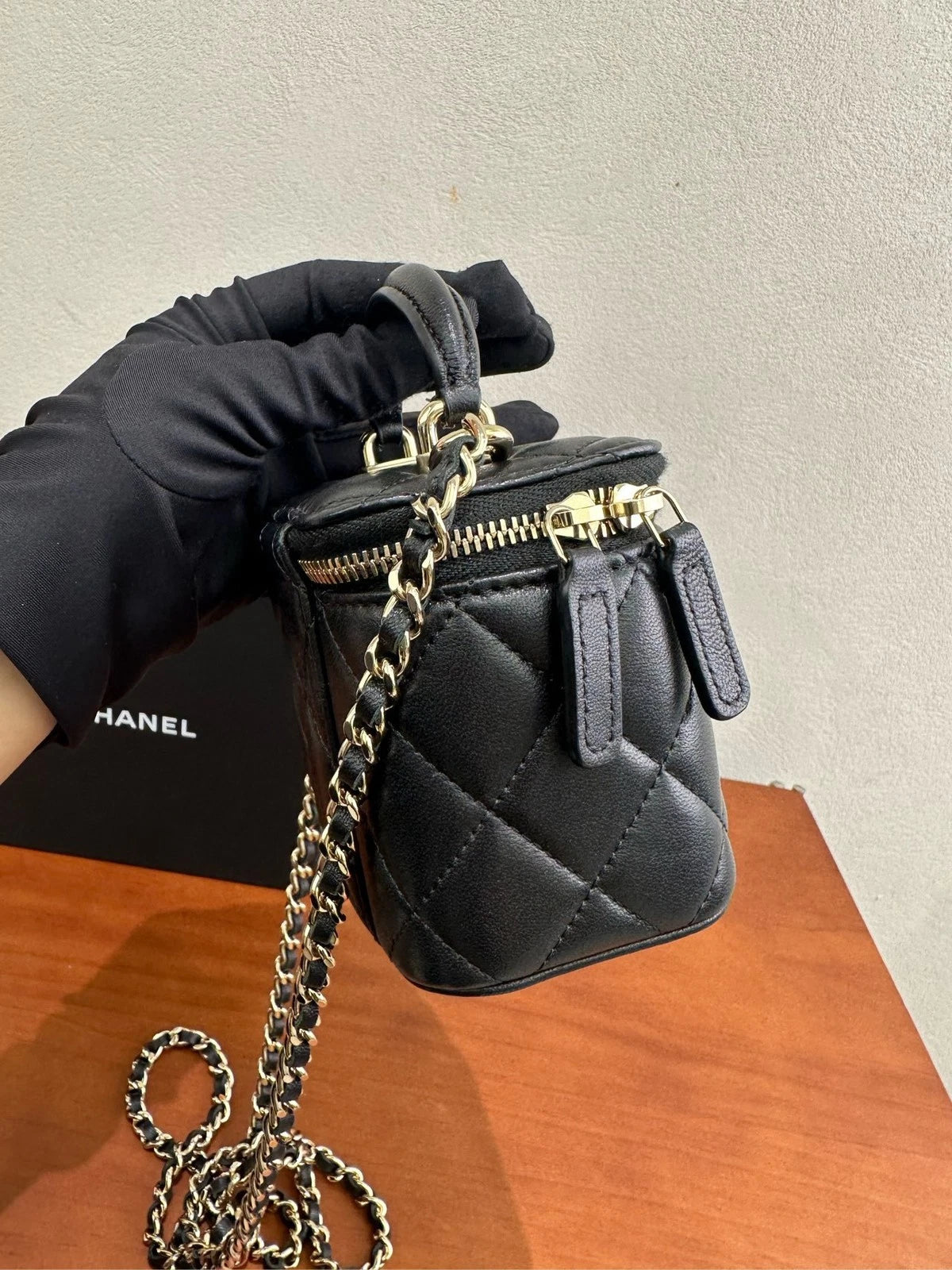 CHANEL Classic Logo Chain Handle Small Box Bag Crossbody For Women