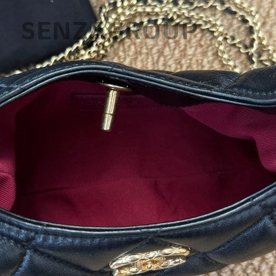 Chanel Quilted Black Gold Fringe Chain Hobo Shoulder Crossbody Bag