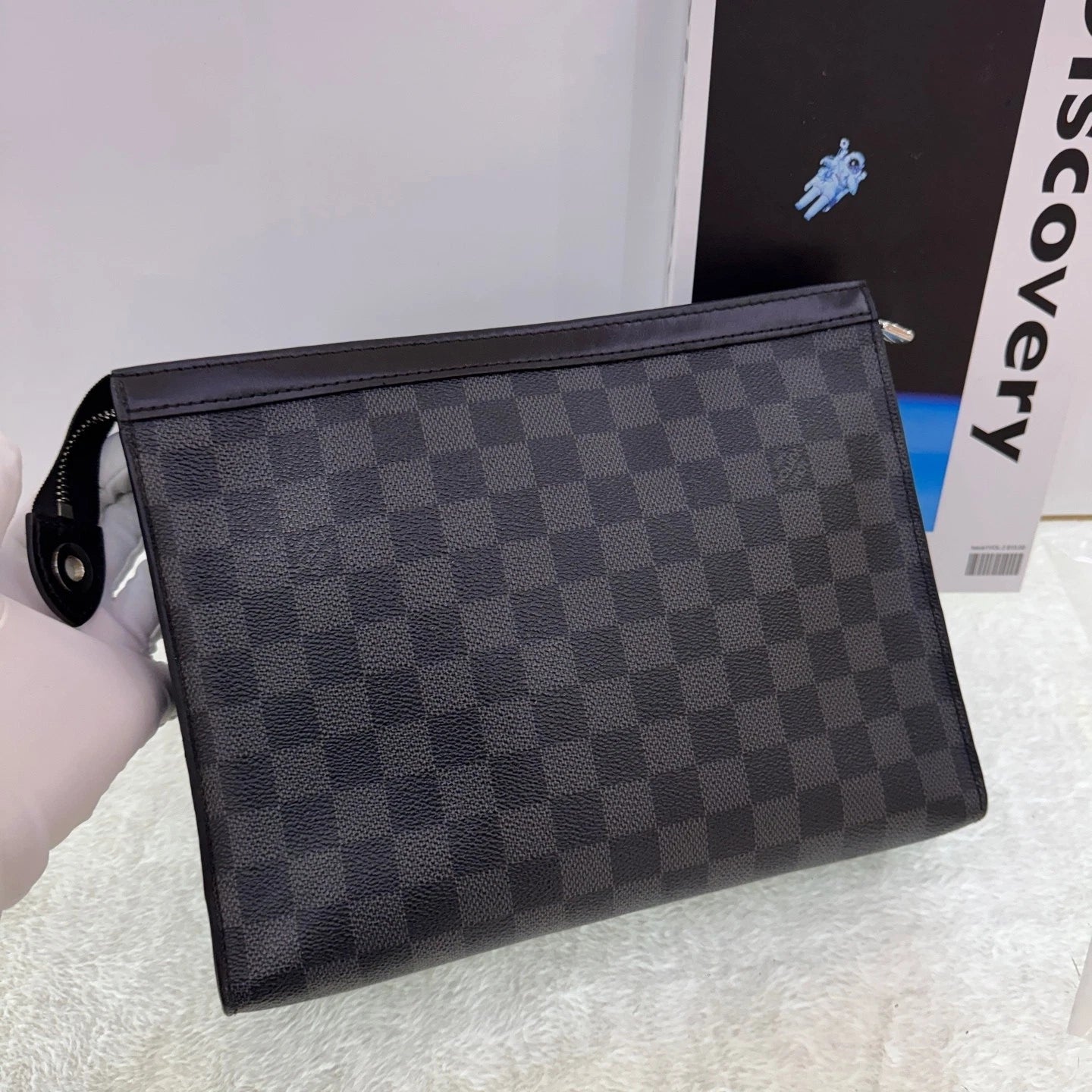 Louis Vuitton Black Grey Damier Canvas Clutch For Women