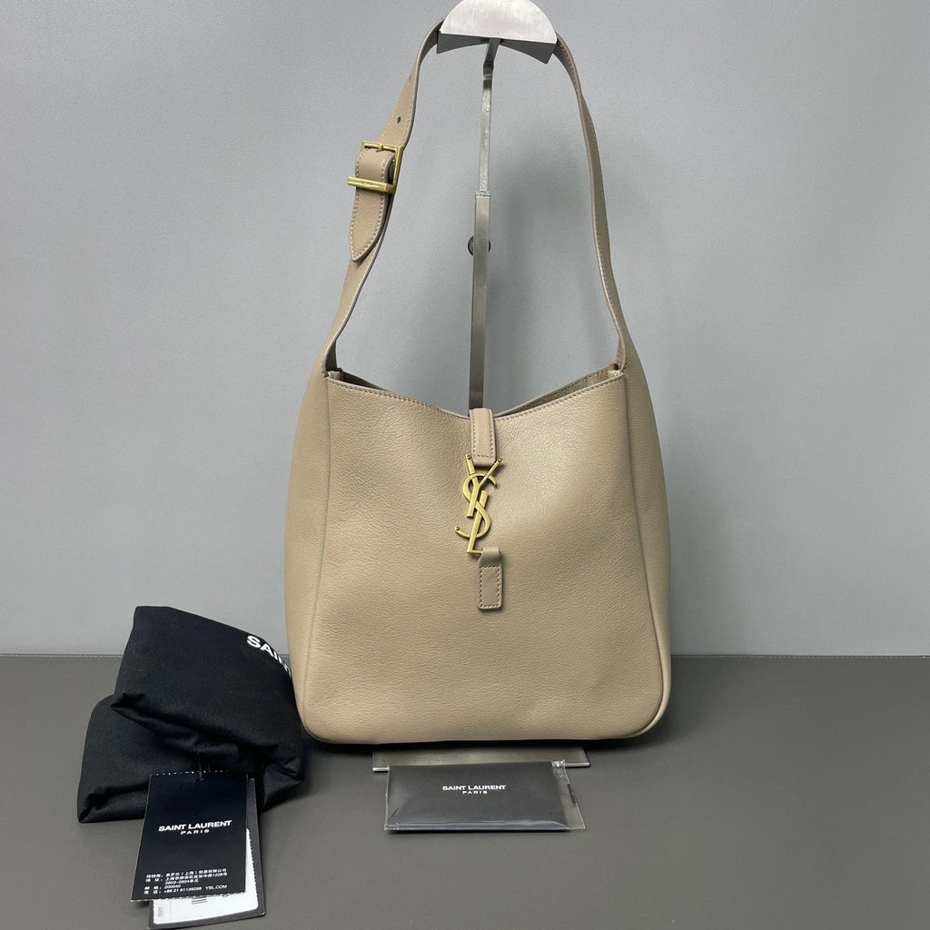 YSL Small Elephant Grey Hobo Underarm Shoulder Bag For Women