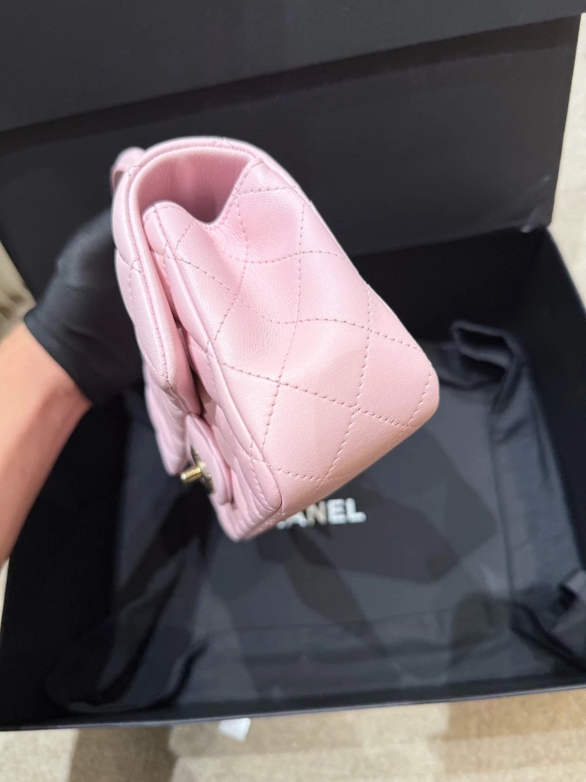 CHANEL New Sakura Pink Large Mini Top Handle Bag For Women