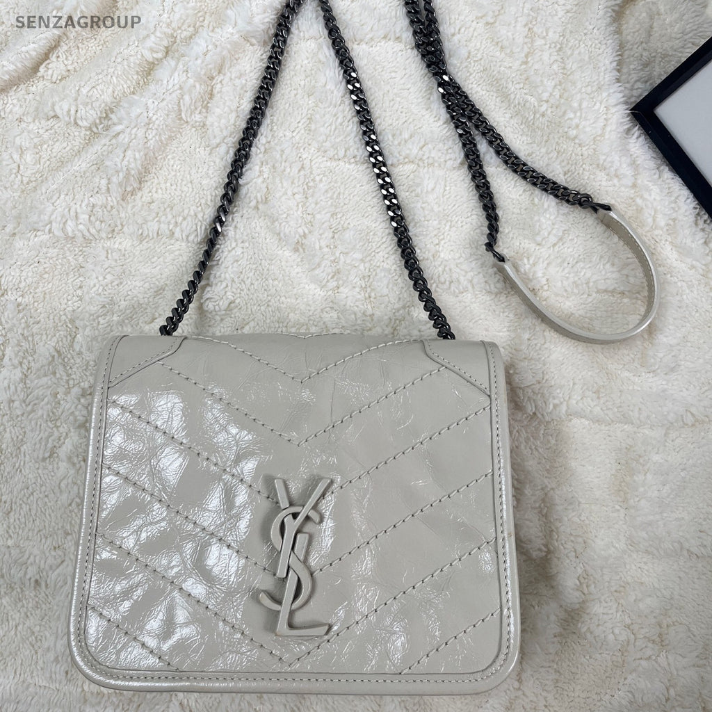 Saint Laurent Niki Mini Chain Shoulder Bag Silver Classic Women's
