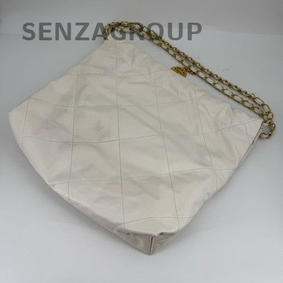 Chanel 22 Bag Small White Quilted Calfskin Chain Shoulder Bag