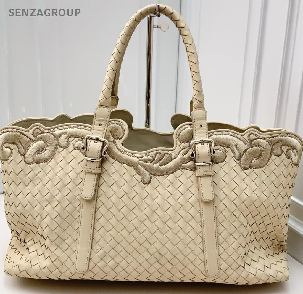Bottega Veneta Tote Top Handle Shoulder Bag Rare Beige Women