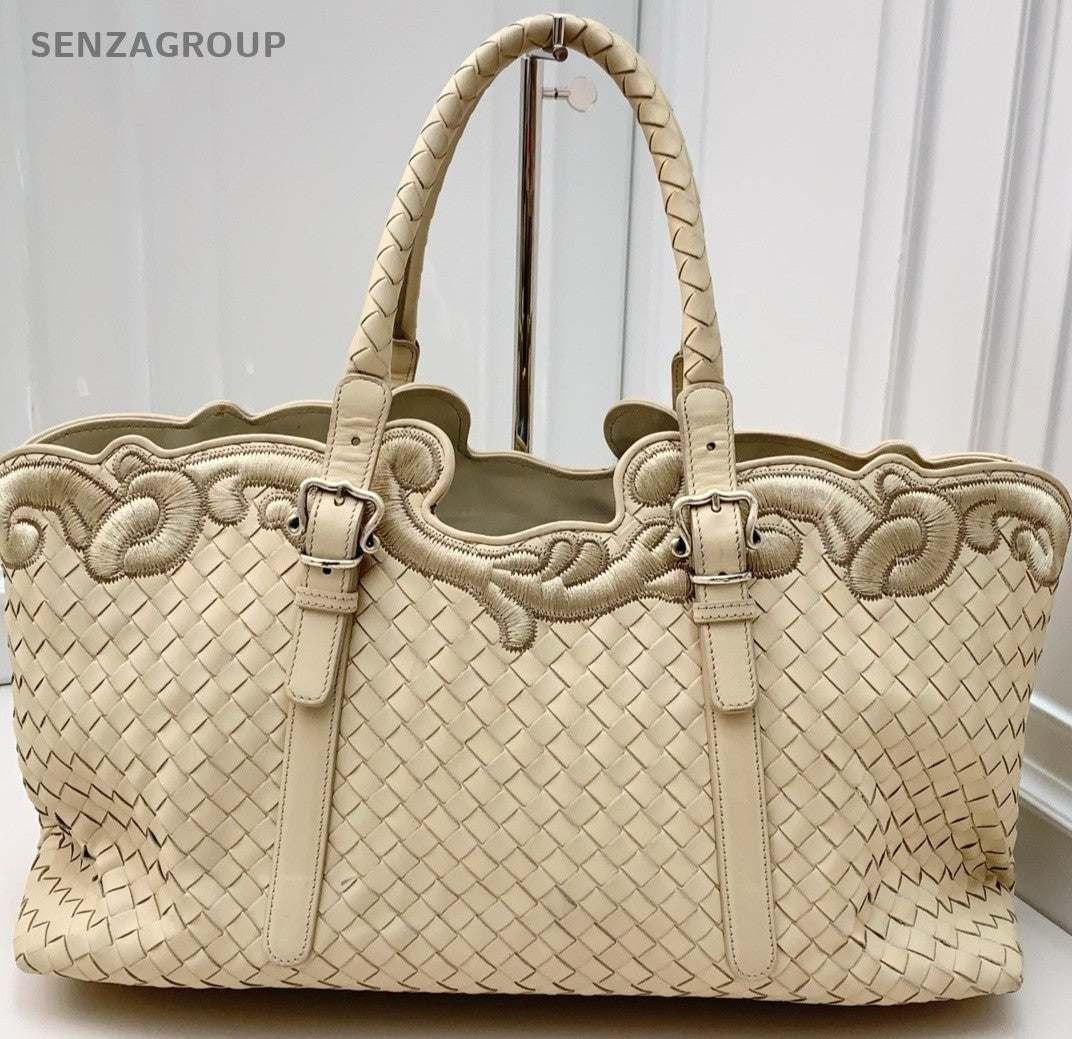 Bottega Veneta Tote Top Handle Shoulder Bag Rare Beige Women
