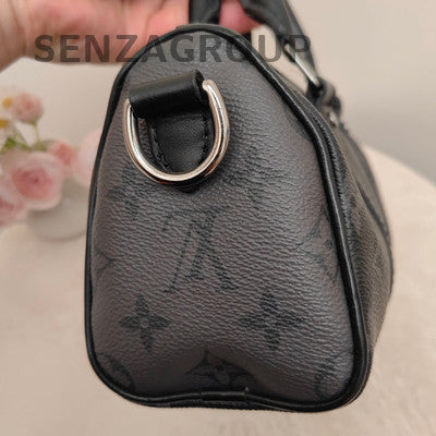 Louis Vuitton Keepall 20 Monogram Handbag Shoulder Bag Black Silver Unisex
