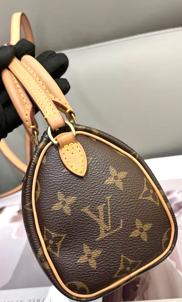 Louis Vuitton Speedy NANO Monogram Shoulder Handbag Crossbody WOMEN