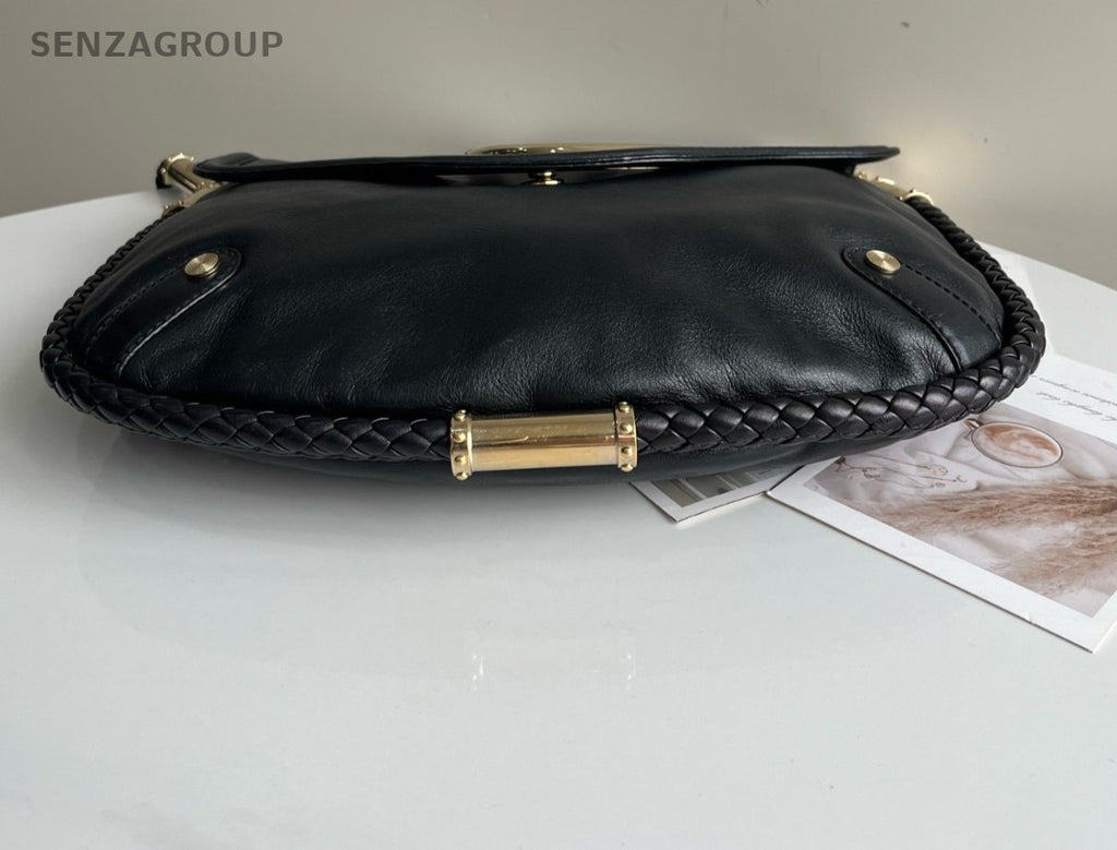 GUCCI Vintage Tassel GG Shoulder bag Black Women Classic
