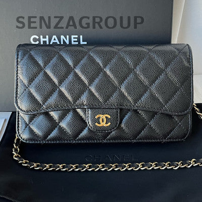 Chanel Black Gold CF Calfskin WOC Chain Shoulder Crossbody Bag Quilted