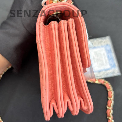 Chanel Pink Quilted Mini Flap Bag with Gold Hardware, Shoulder & Crossbody