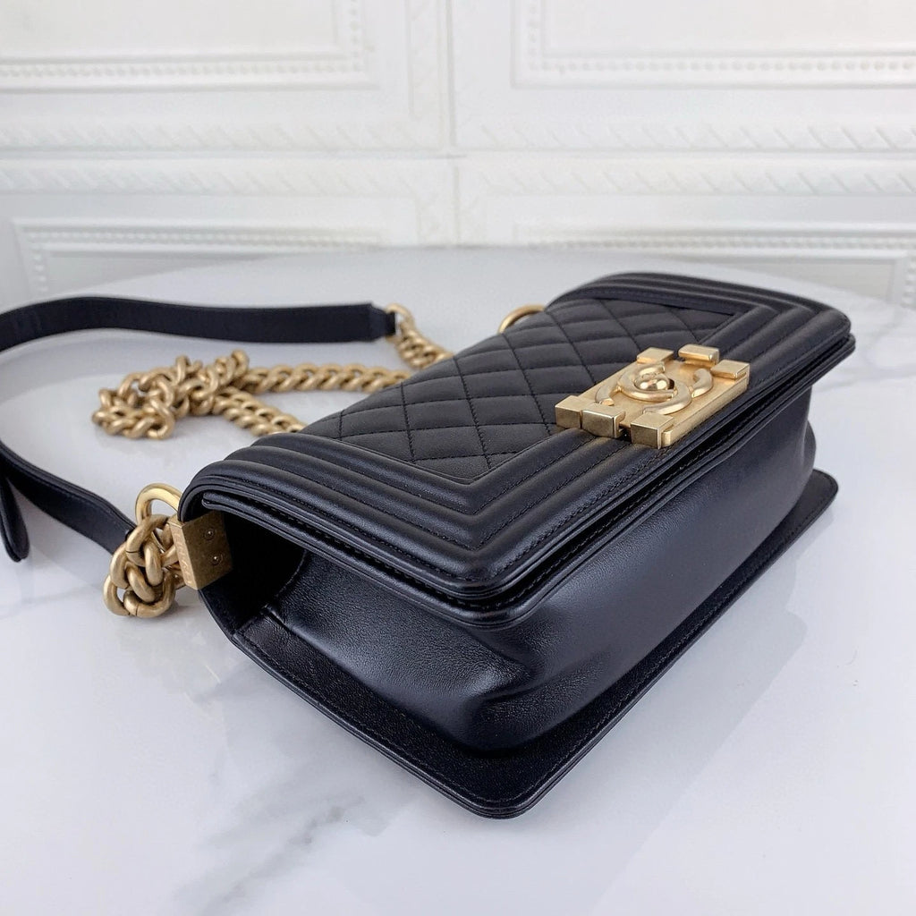 CHANEL Black Gold Leboy Small Shoulder Bag for Women