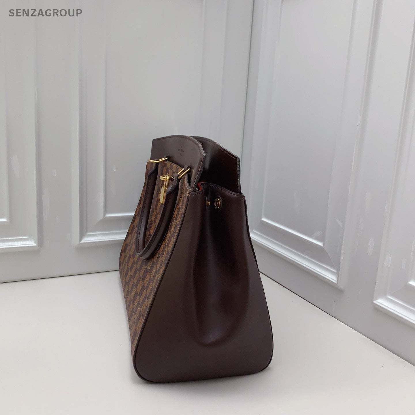 Louis Vuitton Damier Ebene Top Handle 2way Shoulder Handbag Brown