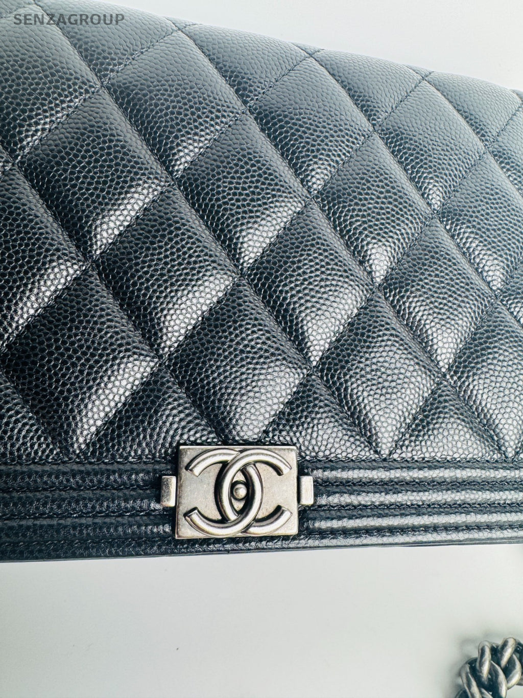 CHANEL Leboy Woc Diamond Pattern Chain Shoulder bag Crossbody Black Silver