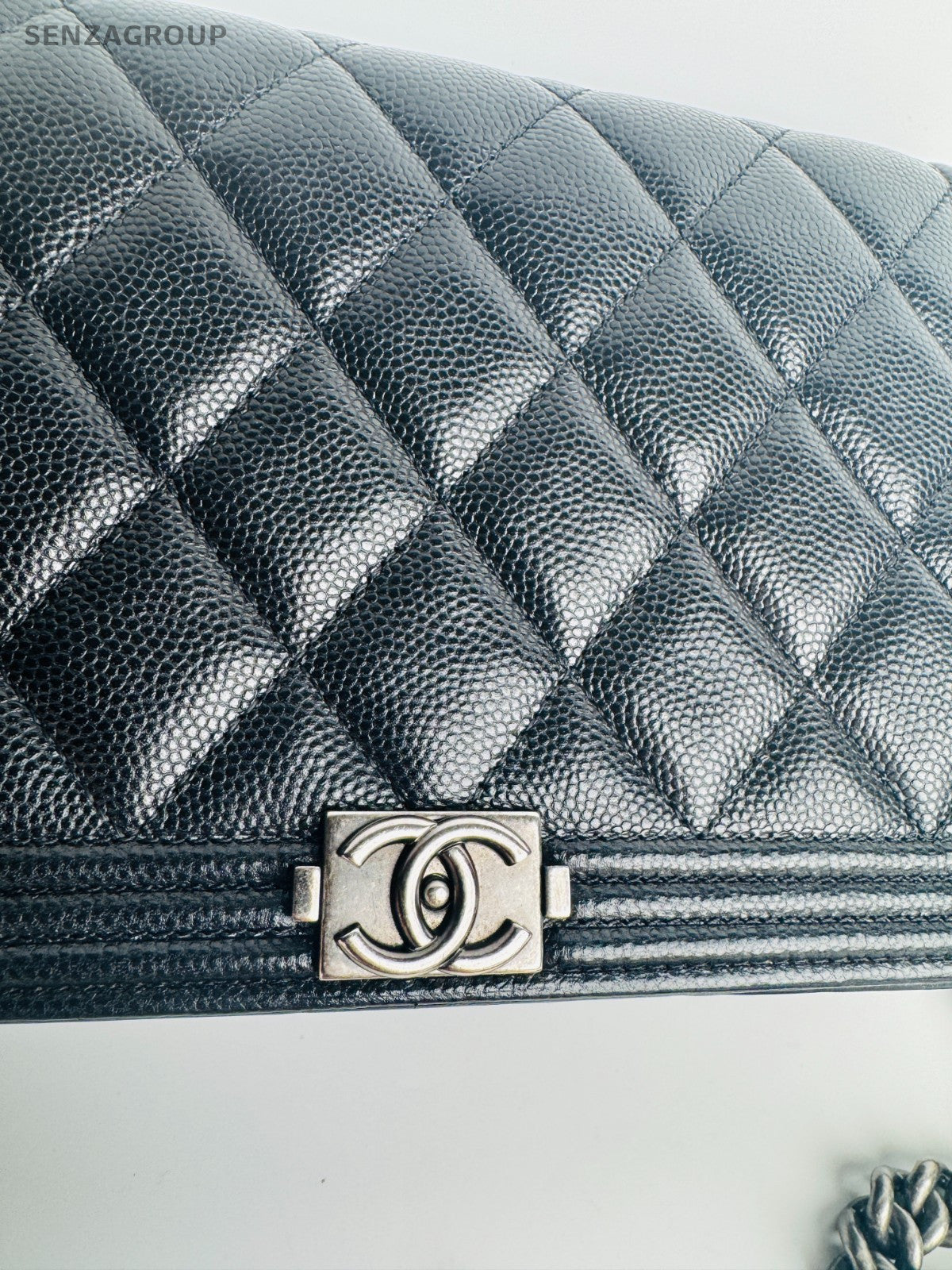 CHANEL Leboy Woc Diamond Pattern Chain Shoulder bag Crossbody Black Silver