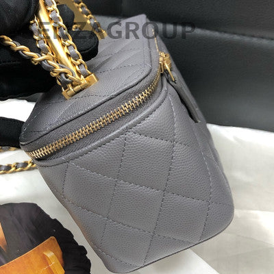 Chanel Classic Gray Gold Quilted Long Box Chain Shoulder Crossbody Bag