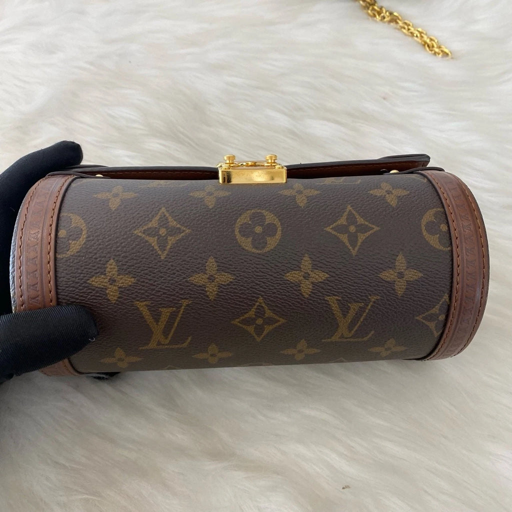 Louis Vuitton Papillon Monogram Brown Gold Buckle Crossbody Bag Women Classic