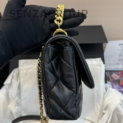 Chanel Classic Black Gold Quilted Chain Shoulder Crossbody Handbag