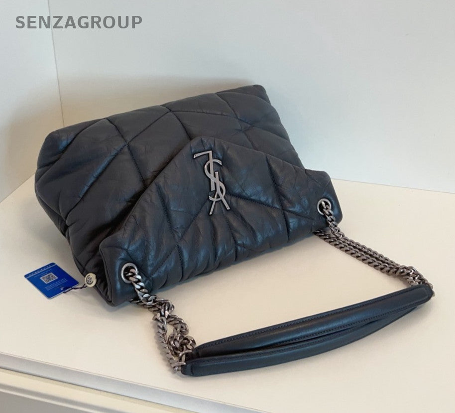 YSL Saint Laurent  LouLou Purffer GM Chain Shoulder bag Gray Silver Women