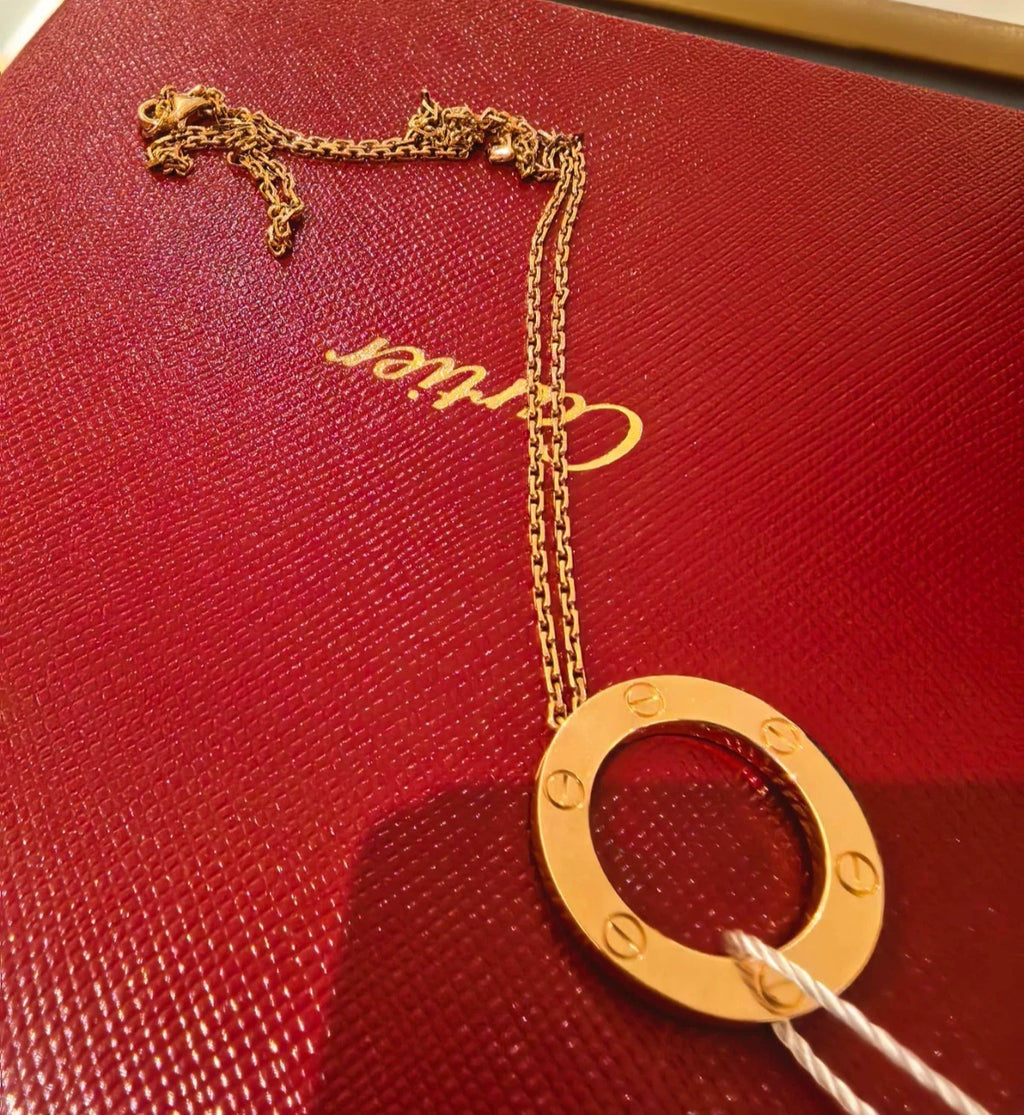 Cartier Love Necklace 18k Rose Gold Round Pendant 42cm/16.54in Jewelry