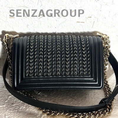 Chanel Le Boy Small Black Gold Chain Shoulder Bag Classic Fashion