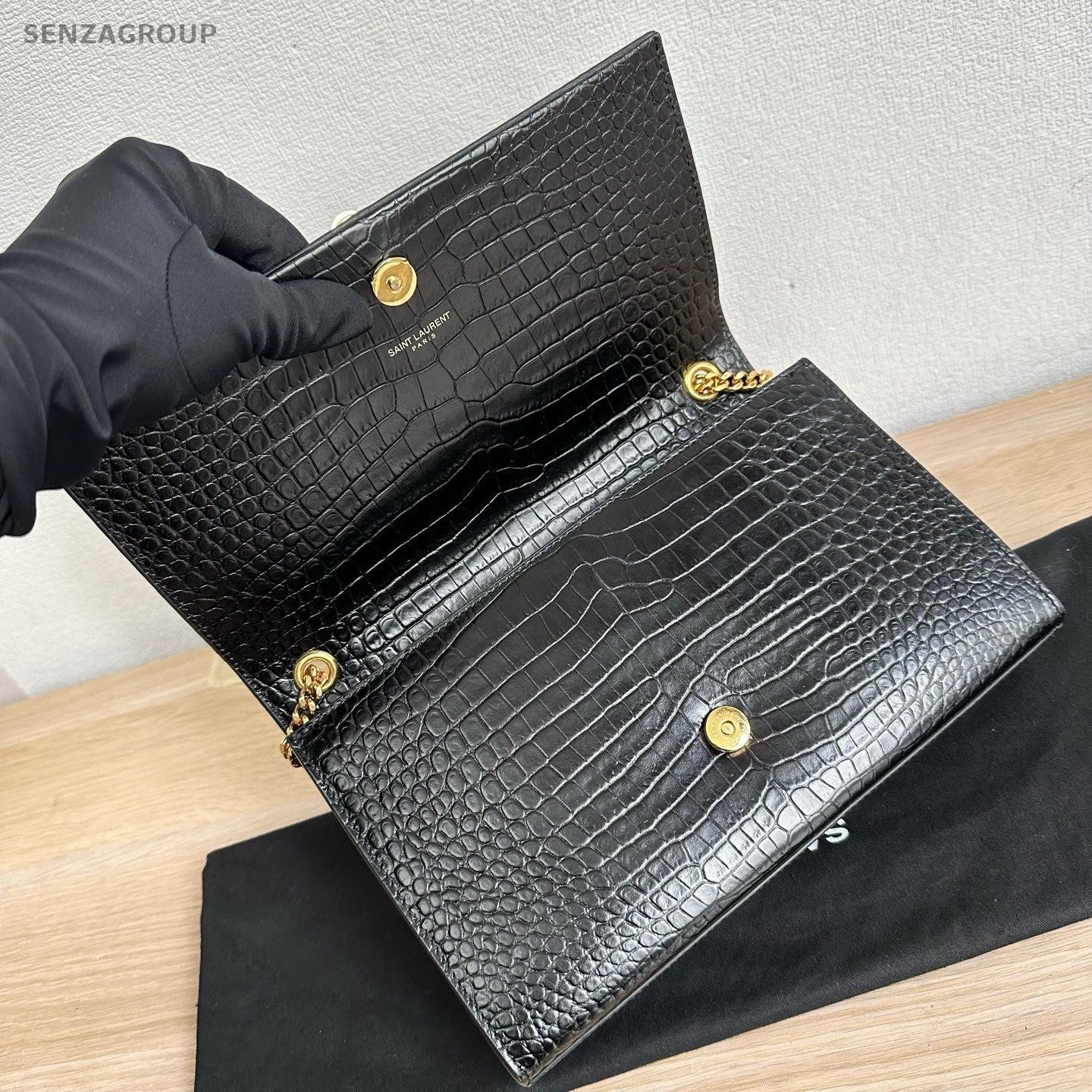 Saint Laurent Kate MM Tassel Chain Shoulder Bag Black Gold Women Classic Fashion