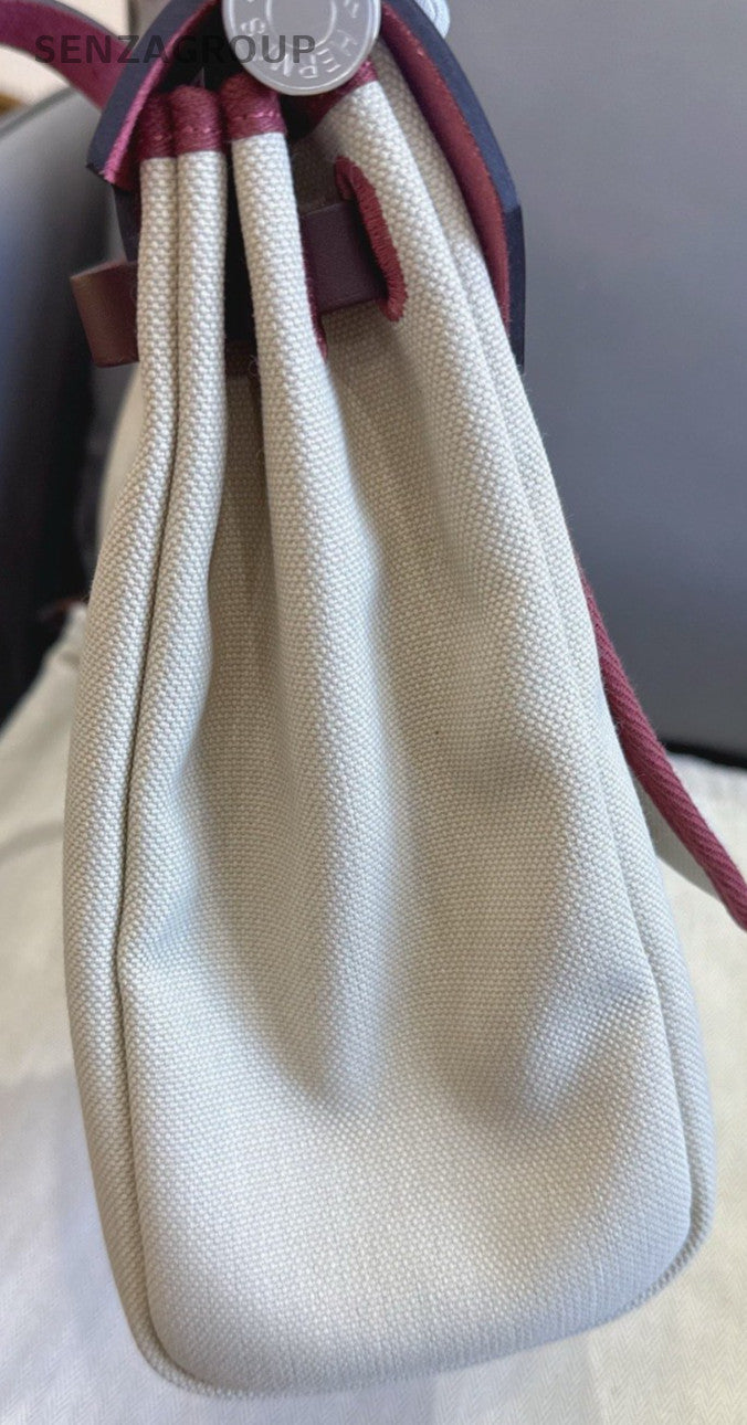Hermes Herbag31 Top Handle Bag White Red Used Women Classic Designer