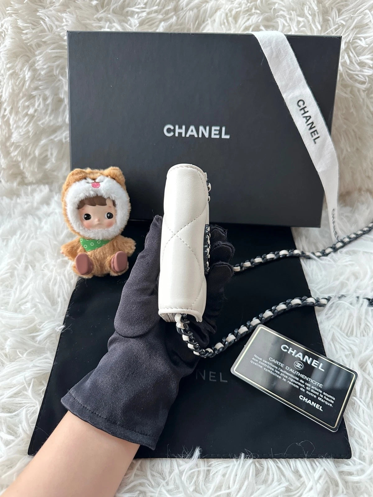 CHANEL 19 Mini Black White Panda Leather Crossbody For Women