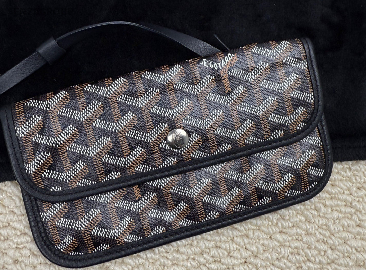 Goyard Tote MM Top Handle Shoulder Bag with Pouch Women Black.