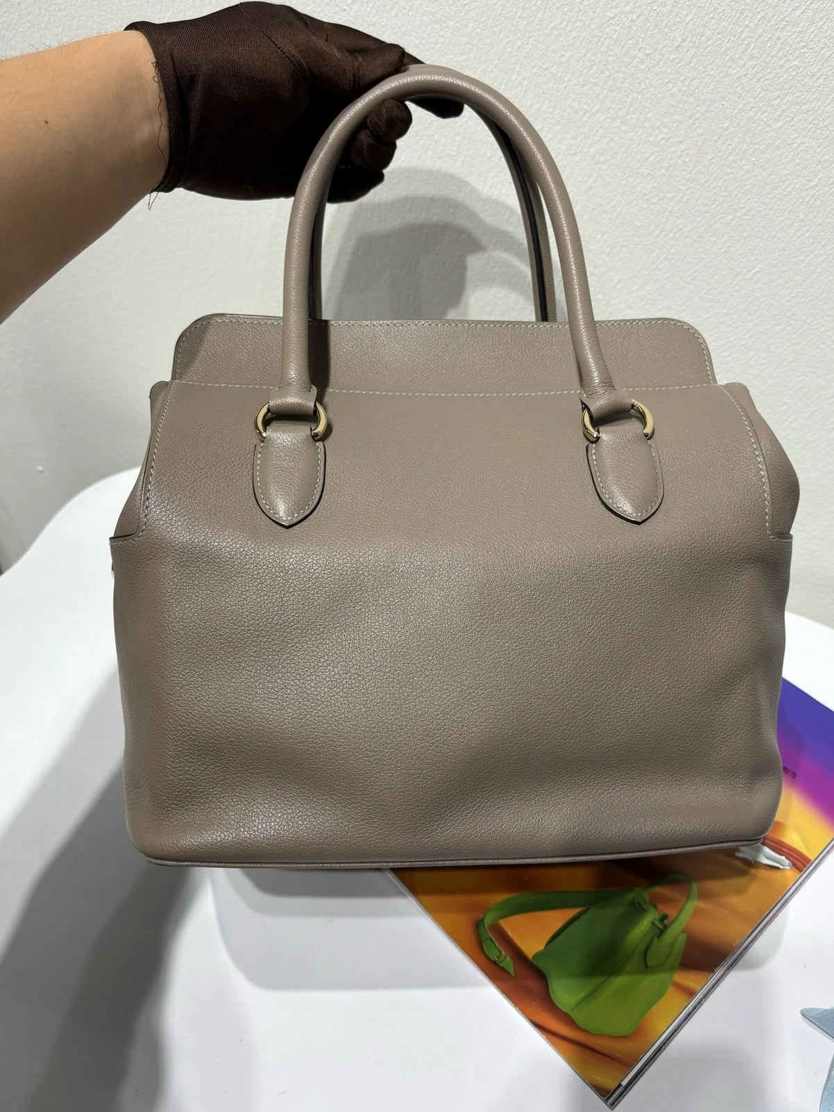Hermes Toolbox 26 Evercolor Leather Gray Top Handle Bag For Women