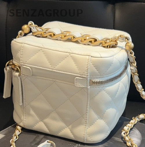Chanel 22S Chain Shoulder Bag Crossbody White Gold Women CC Logo Classic