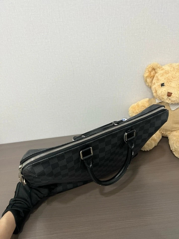 Louis Vuitton Black Damier Canvas Briefcase For Unisex