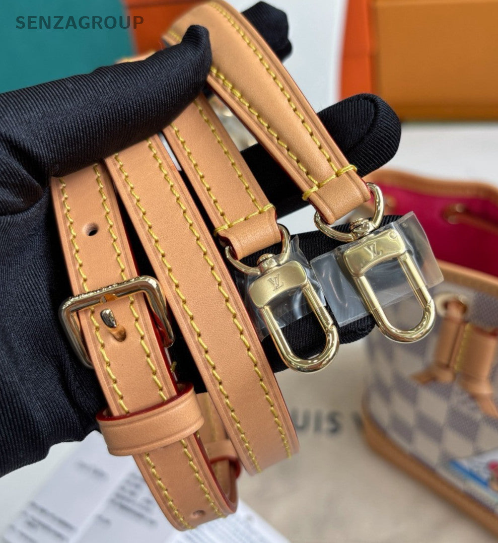 Louis Vuitton Vivienne Nano Noé Damier Azur Buck Shoulder Bag Women Brown