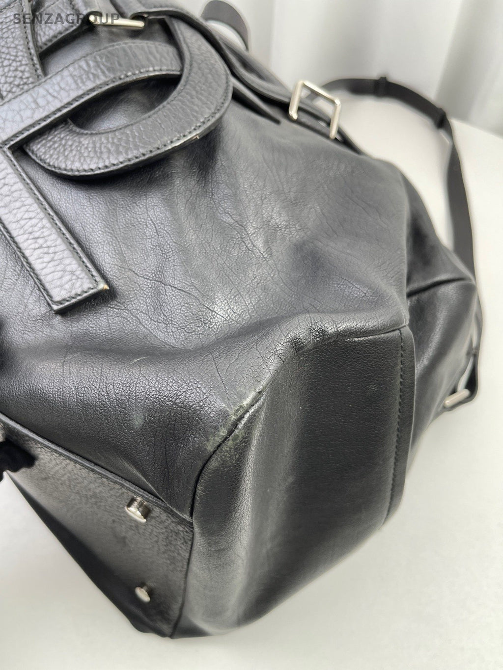 Saint Laurent Duffle 2Way Black Silver Top Handle Bag Shoulder Bag Unisex Adults