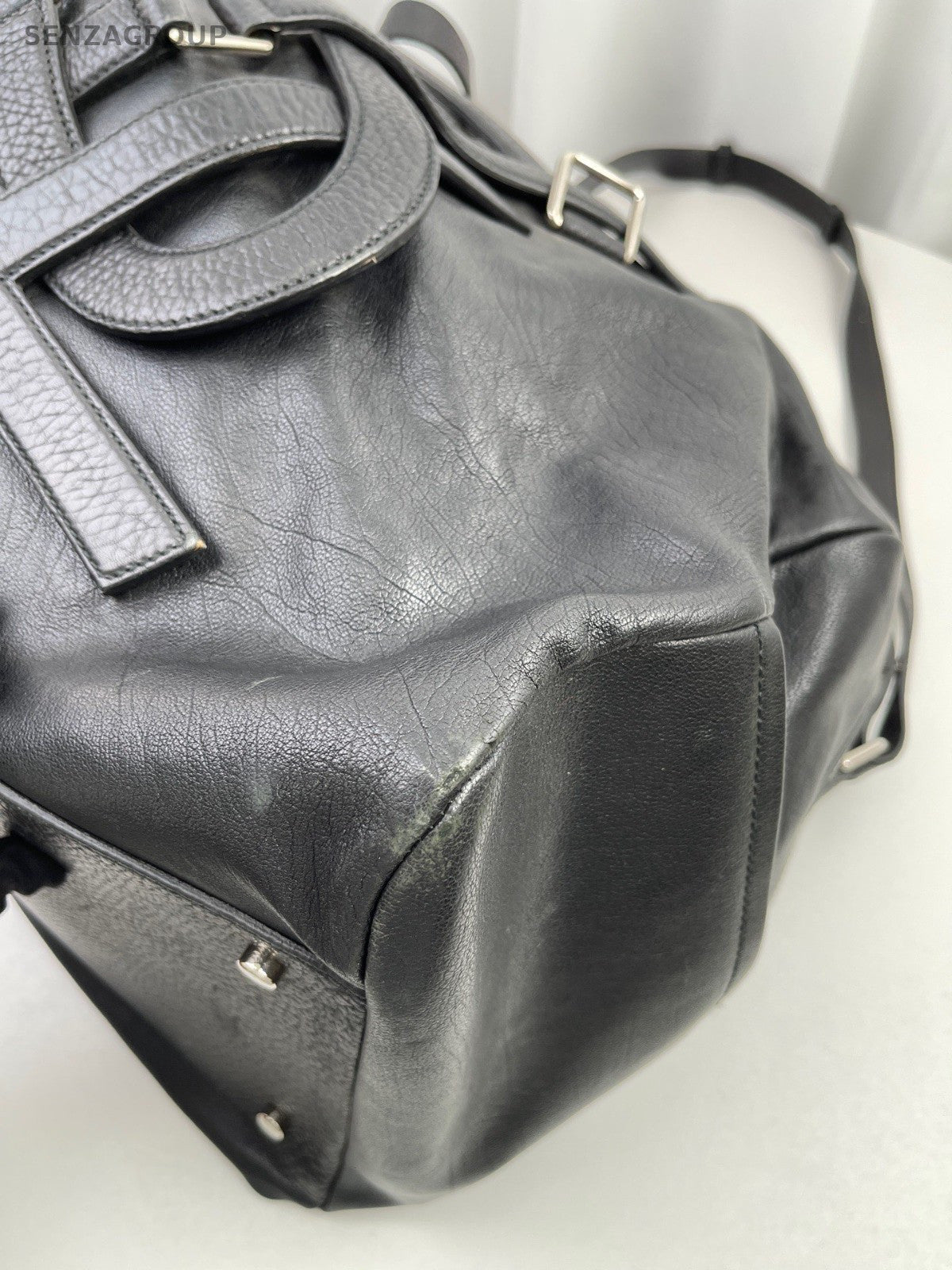 Saint Laurent Duffle 2Way Black Silver Top Handle Bag Shoulder Bag Unisex Adults
