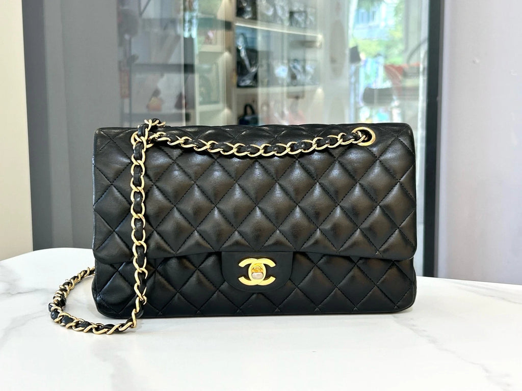 CHANEL CF Black Medium Lambskin Shoulder Bag For Women
