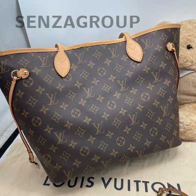 Louis Vuitton Neverfull MM Monogram Shoulder Bag Brown Gold Hardware