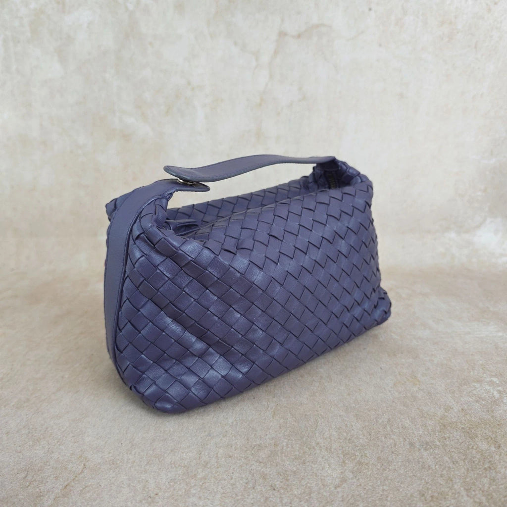 Bottega Veneta Purple Lambskin Woven Top Handle Bag For Women