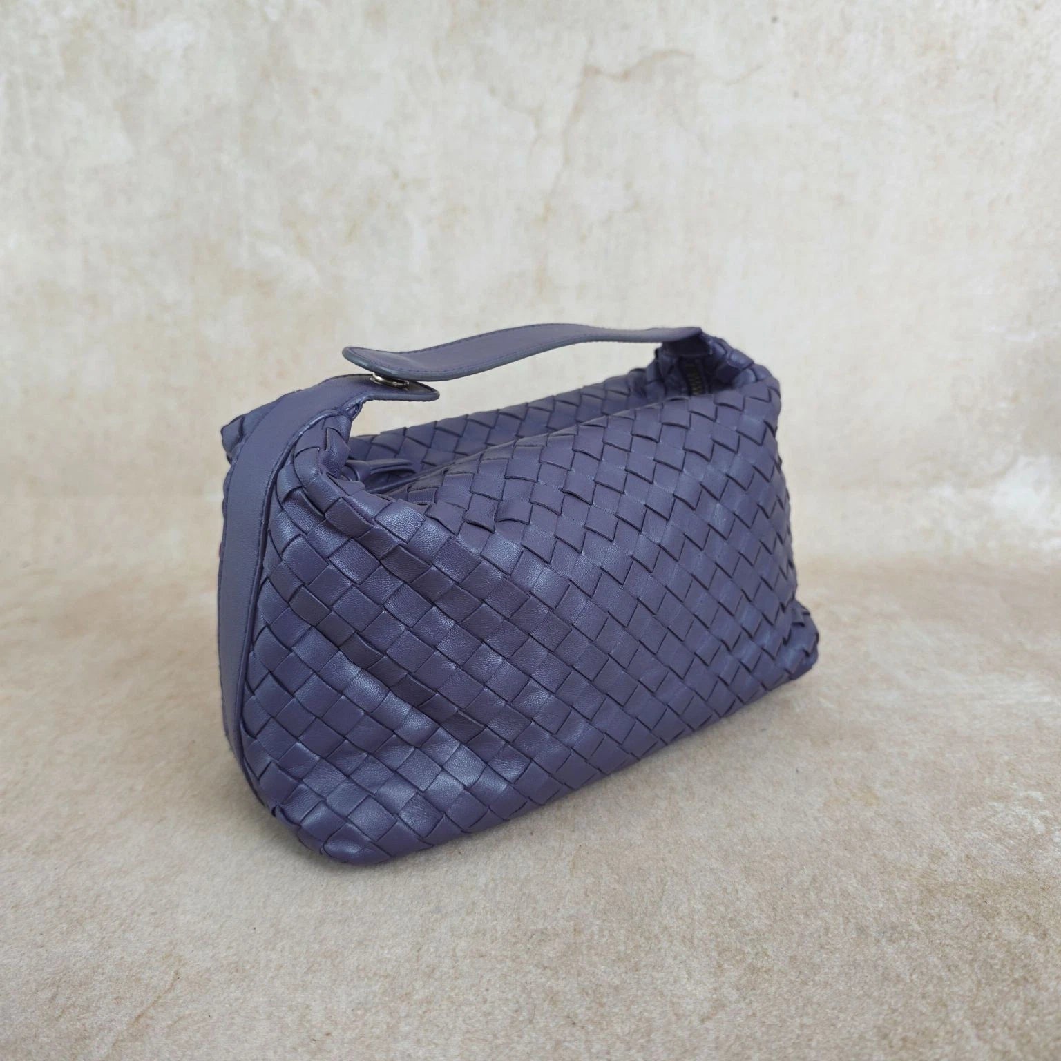 Bottega Veneta Purple Lambskin Woven Top Handle Bag For Women