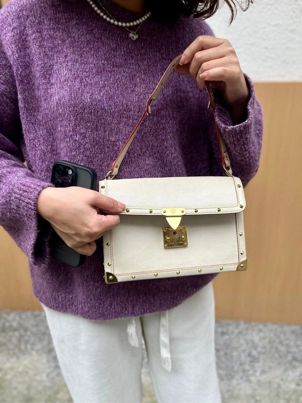 Louis Vuitton Tarantue Suhari Goatskin Rivet Shoulder Bag