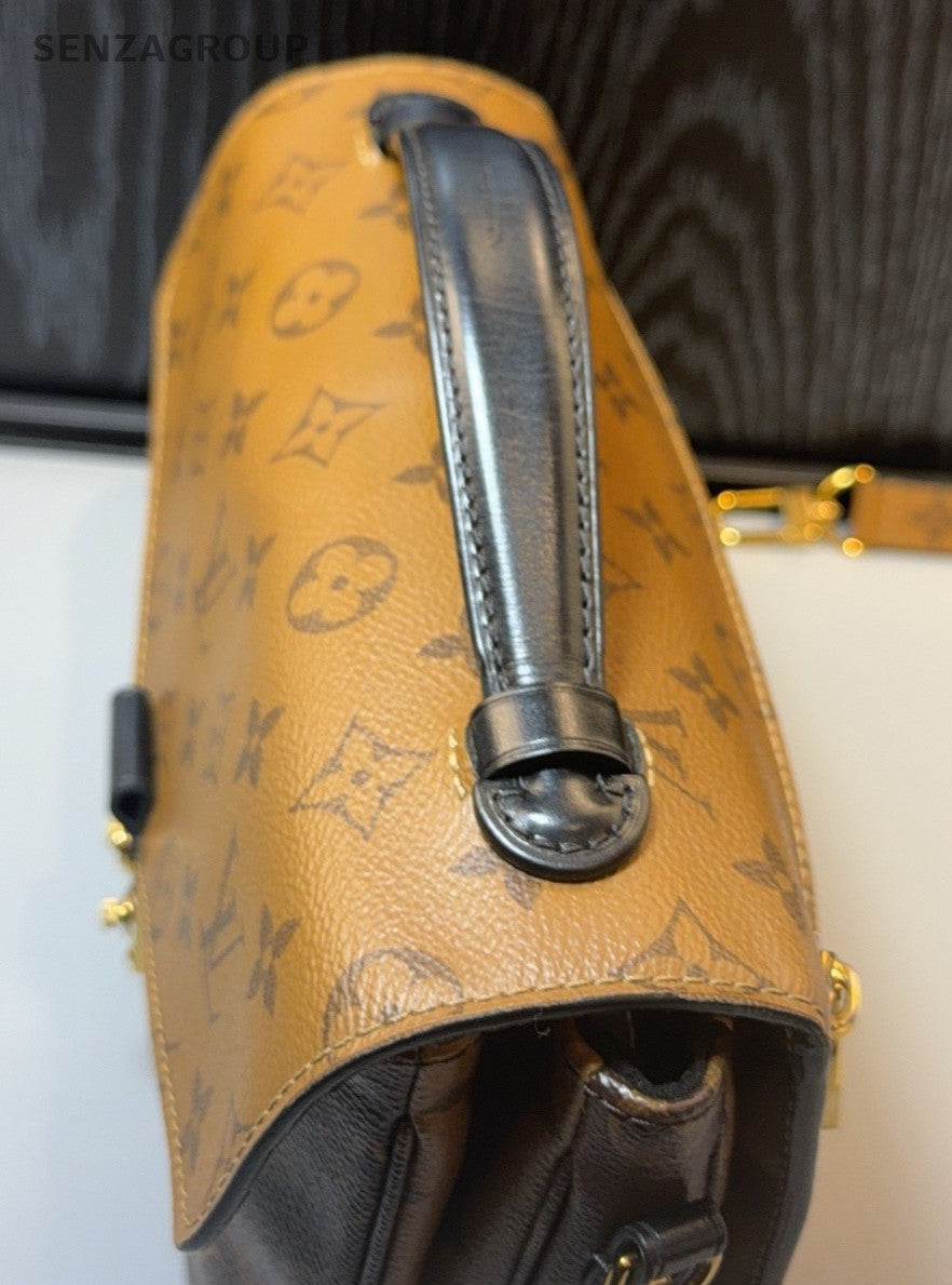 Louis Vuitton Pochette Monogram Shoulder Bag Crossbody Brown Gold Used Women