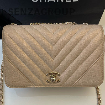 Chanel Pink Gold Hardware Quilted Calfskin Chain Shoulder Crossbody Bag