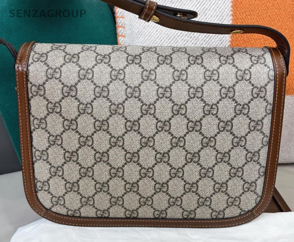 Gucci Horsebit1955 Ophidia MM Shoulder Bag Crossbody Brown Gold Women Classic