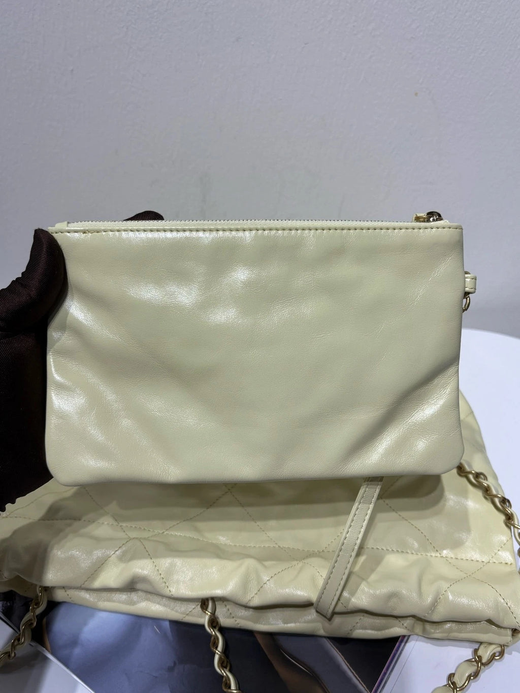 Authentic CHANEL 22 Small Yellow Tote Shoulder Bag For Women