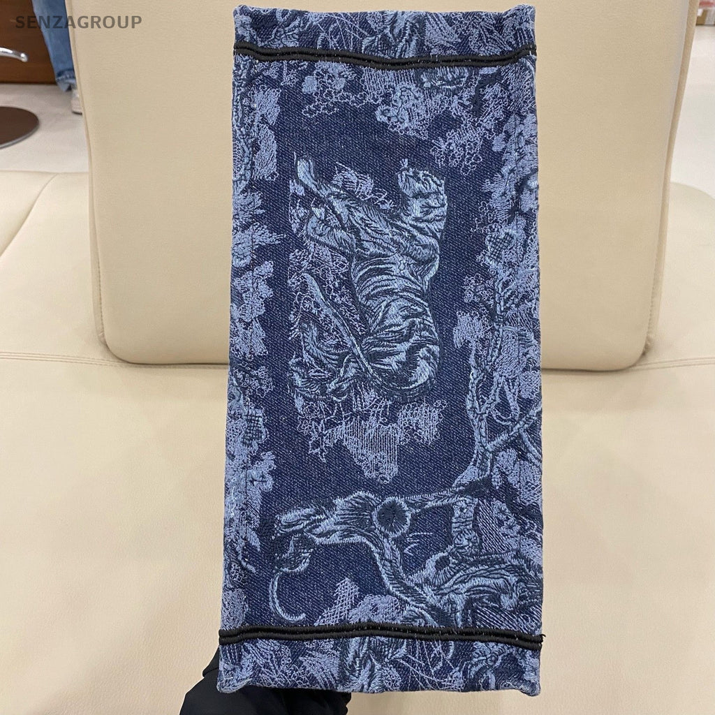 Christian Dior Book Tote MM Handbag Blue Used Women Classic